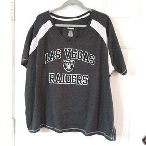 Las Vegas Raiders Womens 4X Short Sleeve V Neck NFL Football Fanatics Dark Gray